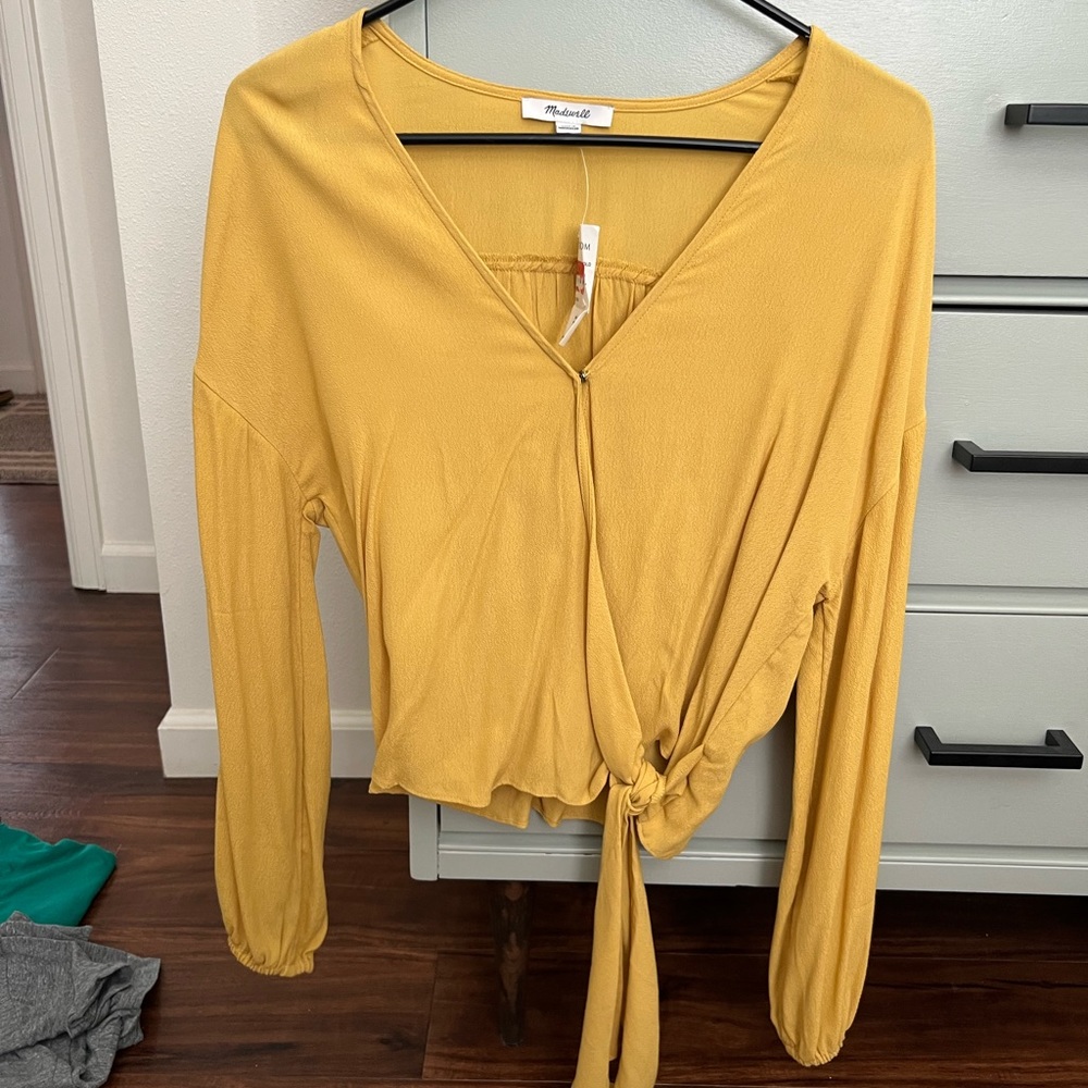 NWT Madewell mustard yellow wrap blouse top